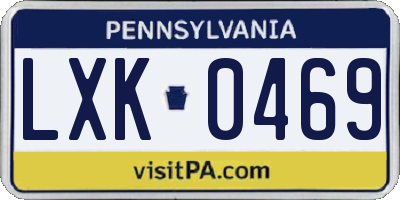 PA license plate LXK0469