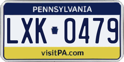 PA license plate LXK0479