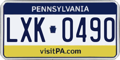 PA license plate LXK0490