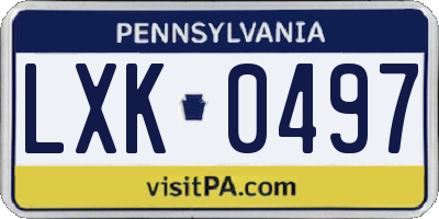 PA license plate LXK0497