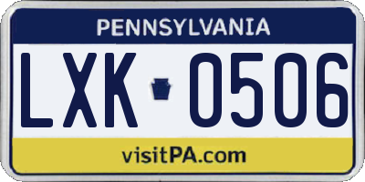 PA license plate LXK0506