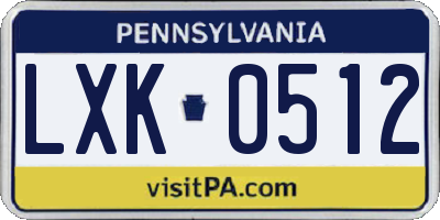 PA license plate LXK0512