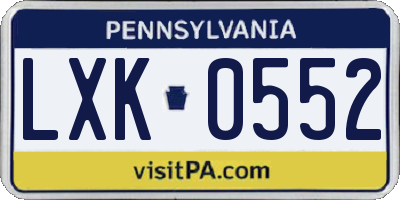 PA license plate LXK0552