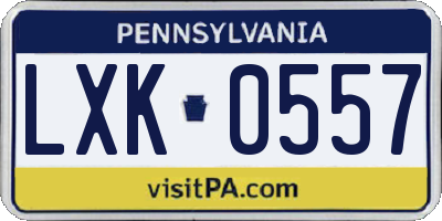 PA license plate LXK0557