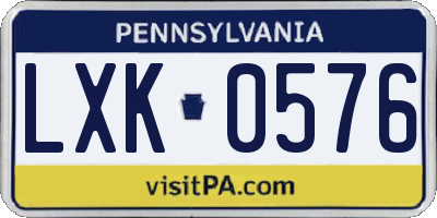 PA license plate LXK0576