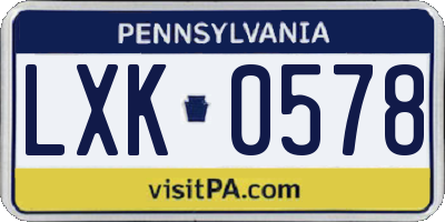PA license plate LXK0578