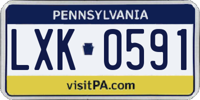 PA license plate LXK0591