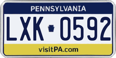 PA license plate LXK0592