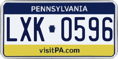 PA license plate LXK0596