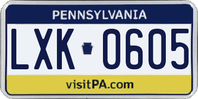 PA license plate LXK0605