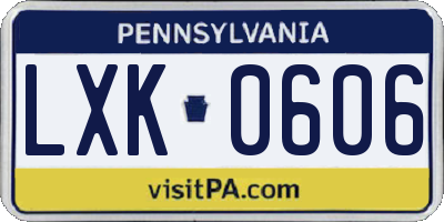 PA license plate LXK0606