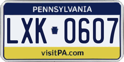 PA license plate LXK0607