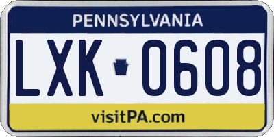 PA license plate LXK0608
