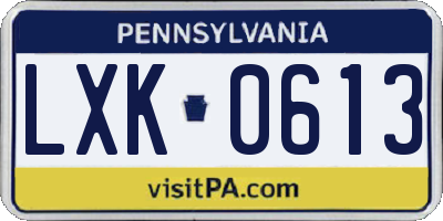 PA license plate LXK0613