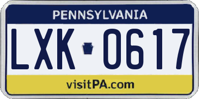 PA license plate LXK0617