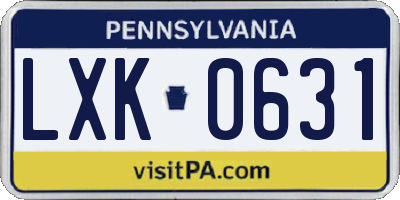 PA license plate LXK0631