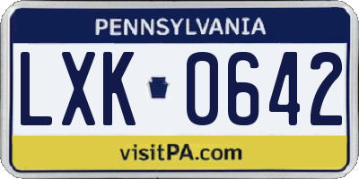 PA license plate LXK0642
