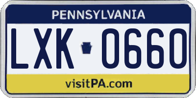 PA license plate LXK0660