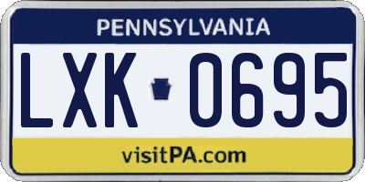 PA license plate LXK0695
