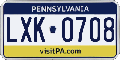 PA license plate LXK0708