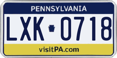 PA license plate LXK0718