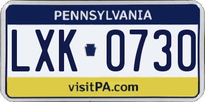PA license plate LXK0730