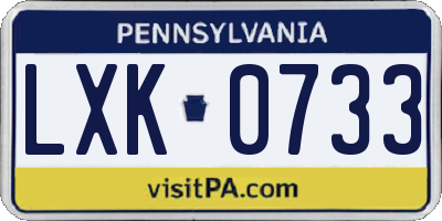 PA license plate LXK0733