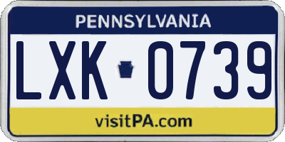 PA license plate LXK0739