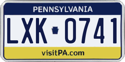 PA license plate LXK0741