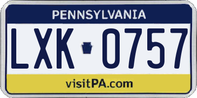 PA license plate LXK0757