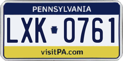 PA license plate LXK0761