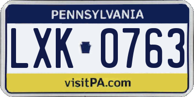 PA license plate LXK0763