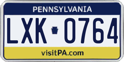 PA license plate LXK0764