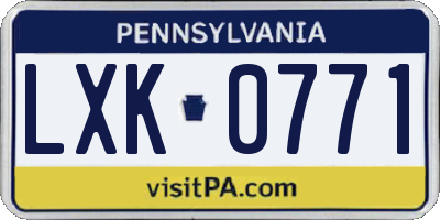 PA license plate LXK0771
