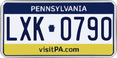 PA license plate LXK0790