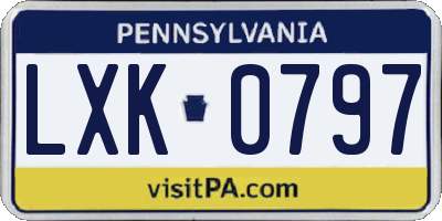 PA license plate LXK0797