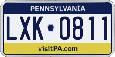 PA license plate LXK0811