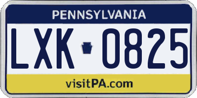 PA license plate LXK0825