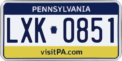 PA license plate LXK0851