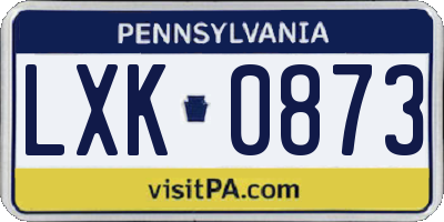 PA license plate LXK0873