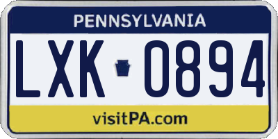 PA license plate LXK0894