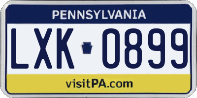 PA license plate LXK0899
