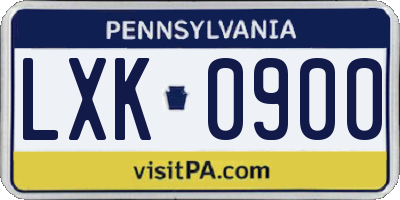 PA license plate LXK0900