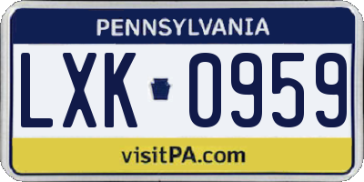 PA license plate LXK0959