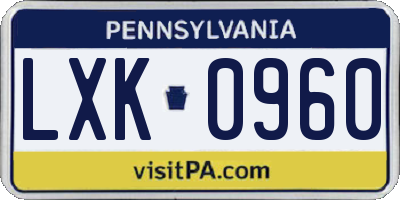 PA license plate LXK0960