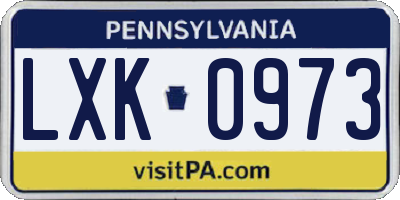 PA license plate LXK0973