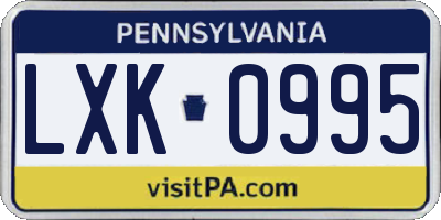 PA license plate LXK0995