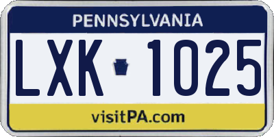 PA license plate LXK1025