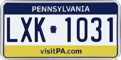 PA license plate LXK1031
