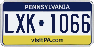 PA license plate LXK1066